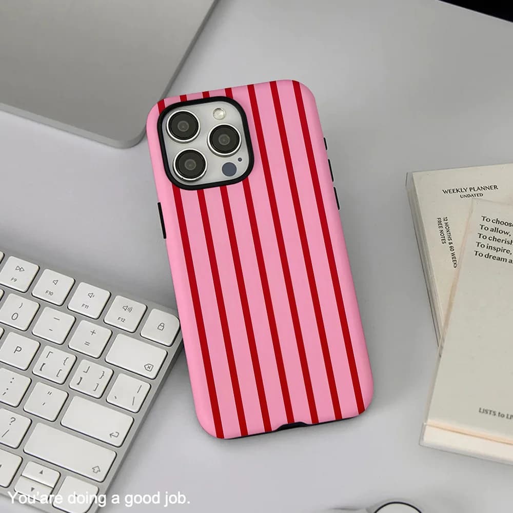 Stylish Striped Phone Case for iPhone 17 16e 16 15 14 13 12 11 X XS XR XSMAX 7 8 Air Pro Max Plus Luxury Double-layer Back Cover
