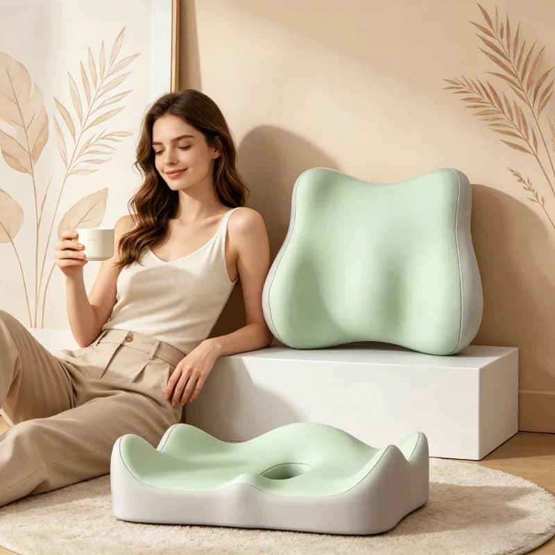 Cuscino ergonomico per coccige in memory foam da 2 pezzi – Cuscino per seduta dal design curvo per il coccyx, per alleviare la pressione e supportare la zona lombare