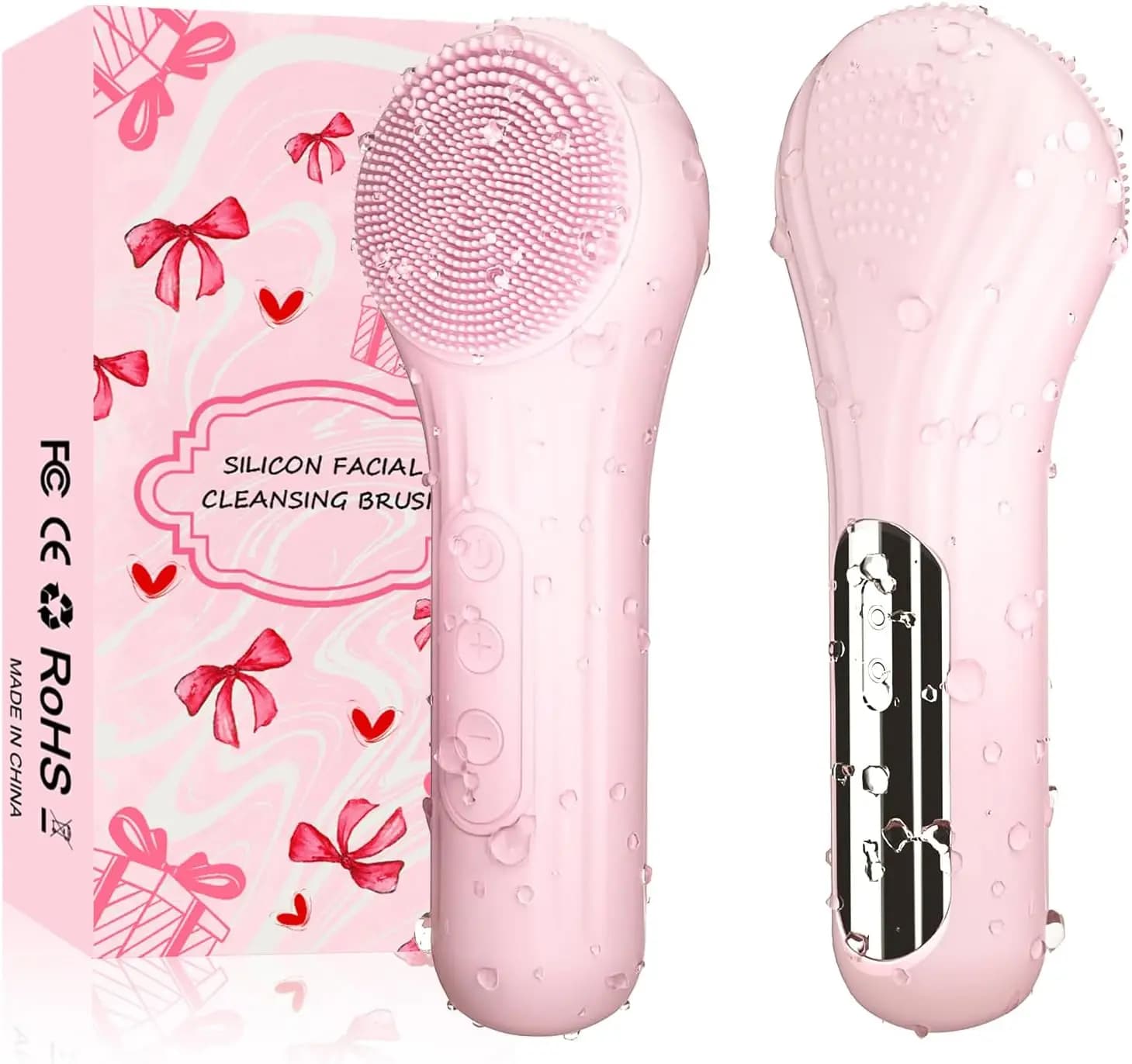 Silicone Face Scrubber, Waterproof Electric Facial Cleansing Brush for Men & Women, Rechargeable Face Scrubber with 5 Modes for