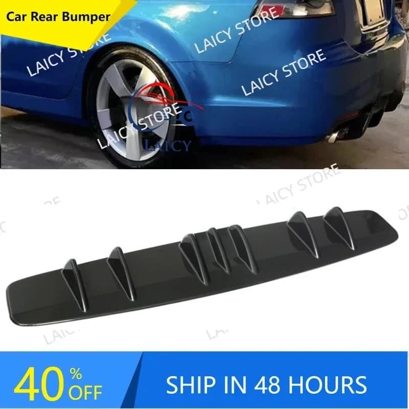 LAICY 7 fins Car Rear Diffuser For P0ntiac G8 G6 G3 2005-2010 Fin Bumper Lip Splitter Spoiler Chassis Deflector Lip Kit Black