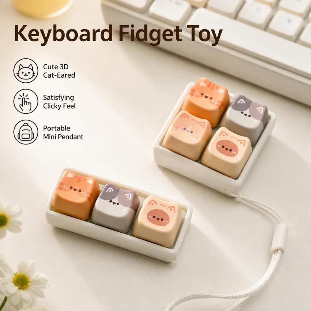 Cute Cat Mechanical Keyboard Keycap Phone Charm Mini Keycap Strap Pendant Lanyard Keychain Bag Accessory