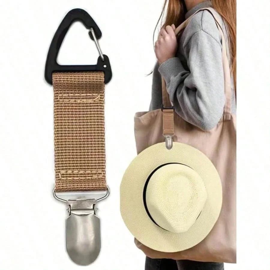 Clip per Cappello Multifunzionale, Gancio per Borsa da Viaggio, Moschettone per Cappelli da Esterno, Gancio Portatile Antiscivolo per Cappelli di Paglia e Berretti da Baseball, Clip di Stoccaggio a Mani Libere