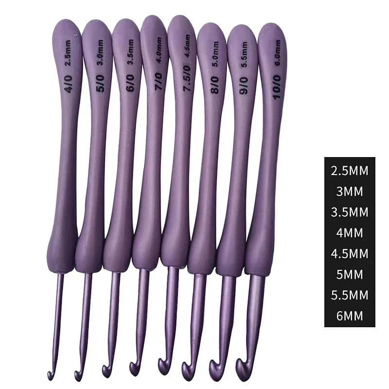 8 Pz/set Viola Uncinetti Set Mestiere Uncinetto Tessitura Aghi Per Maglieria Ganci Per Cucito Artigianato Cuciture 2.5-6.0mm