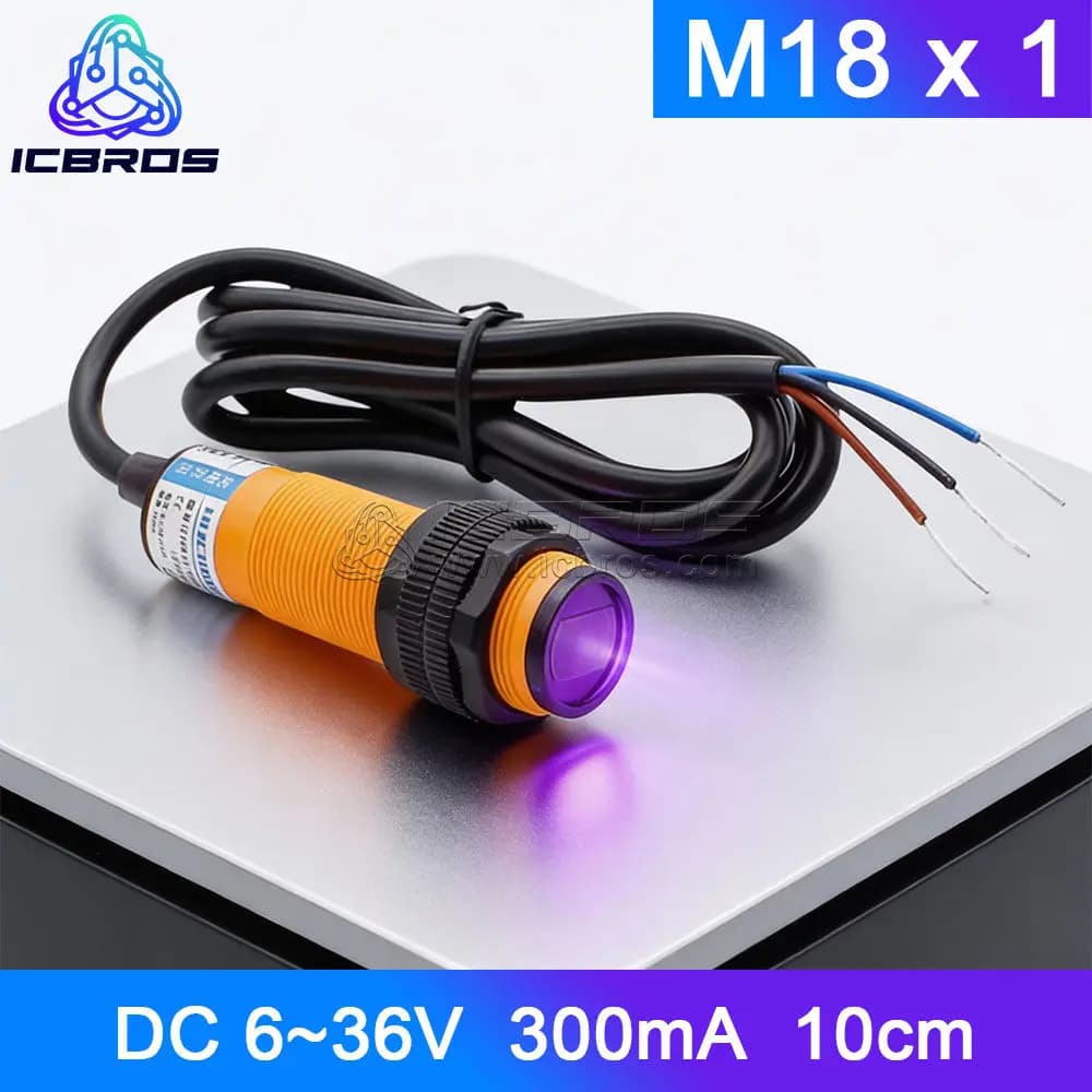 M18 E3F-DS10C4 E3F-DS10C2 E3F-DS10P1 E3F-DS10P2 Sensore interruttore fotoelettrico a riflessione diffusa NPN 6-36V 10cm 300mA