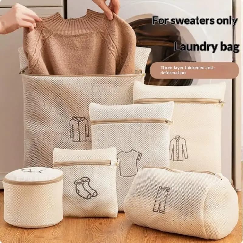 Fine Mesh Embroidery Laundry Pouches Reusable Washing Machine Clothes Underwear Storage Bags