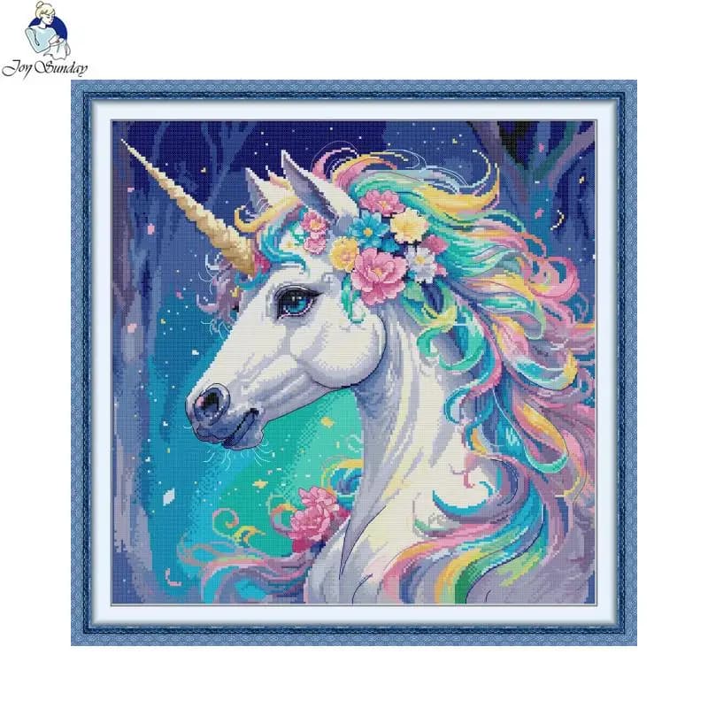 Joy Sunday Modello Animale Punto Croce Set Aida 11CT 14CT 16CT Unicorno Stampa Kit Per Cucire FAI DA TE Per Bambini Ricamo A Mano Regali