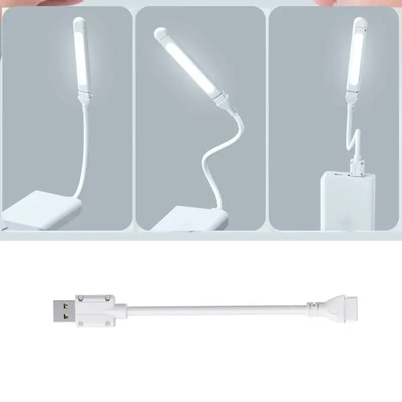 USB LED reading lamp with 8 LED, extension with adapter for reading, notebook, power bank, Type-C and USB interfaces
