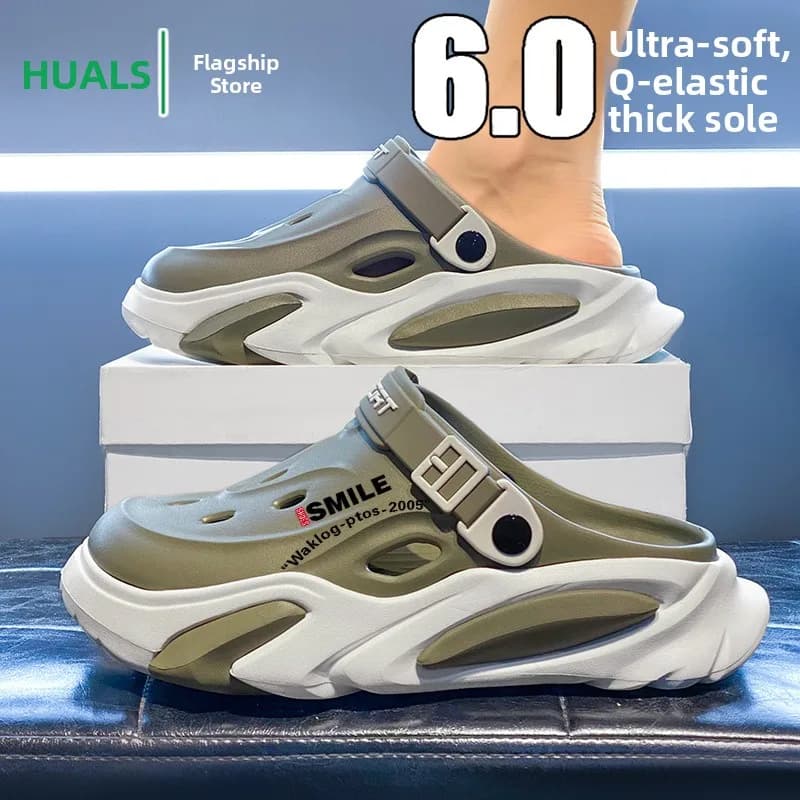 Ciabatte da uomo estive per esterni, antiscivolo, resistenti all'usura, sandali sportivi casual, scarpe da spiaggia, doppio uso per la guida
