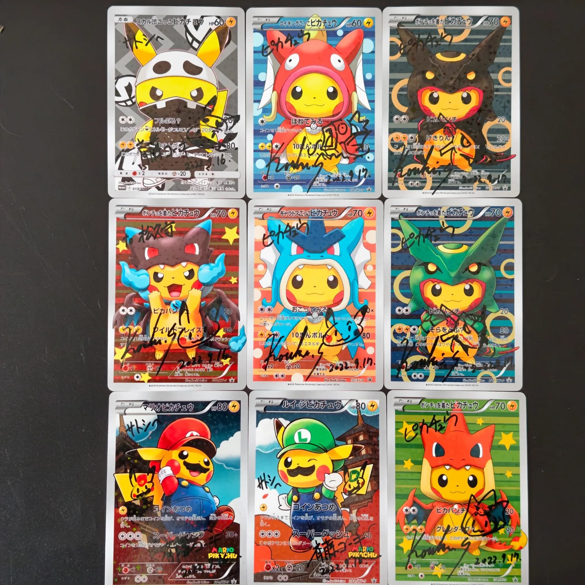 DIY PTCG Pokemon Cosplay Card XY-P Mario Pikachu Charizard Rayquaza Printed Signature Holo Shiny Card Anime Game Collection Gift