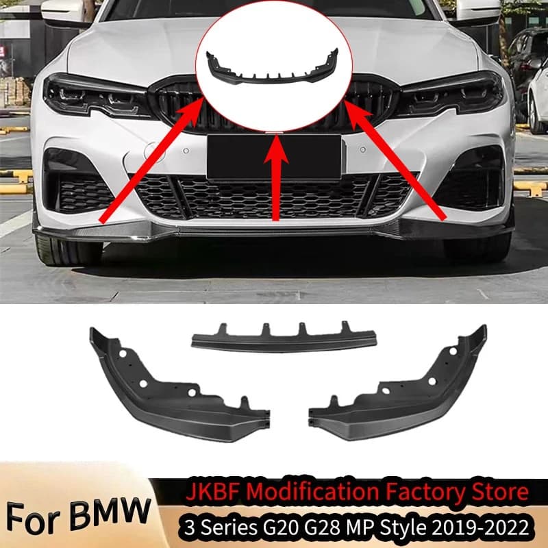 For BMW 3 Series G20 G28 2019 2020 2021 2022 MP Style Front Bumper Splitter Lip Spoiler Diffuser Guard Body Kits Cover Accessory