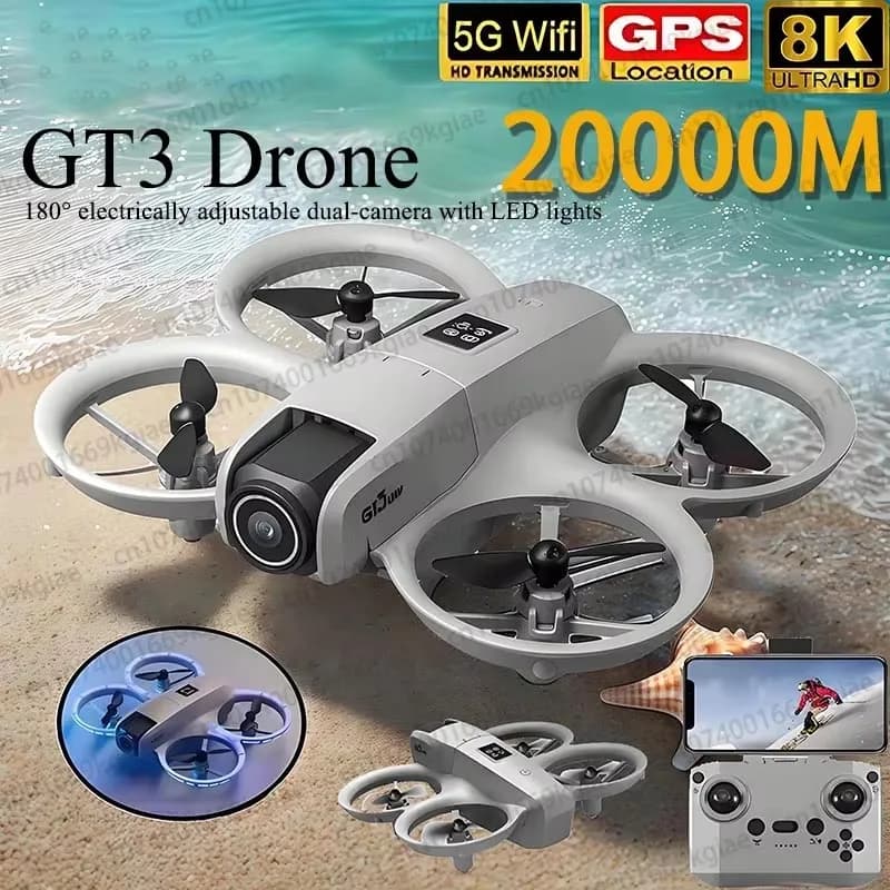 Nuovo Mini Drone GT3 2026 5G 8K GPS Professionale per Fotografia Aerea HD, Aeromobile Telecomandato Dinamico con Flusso Ottico, Quadricottero Giocattolo