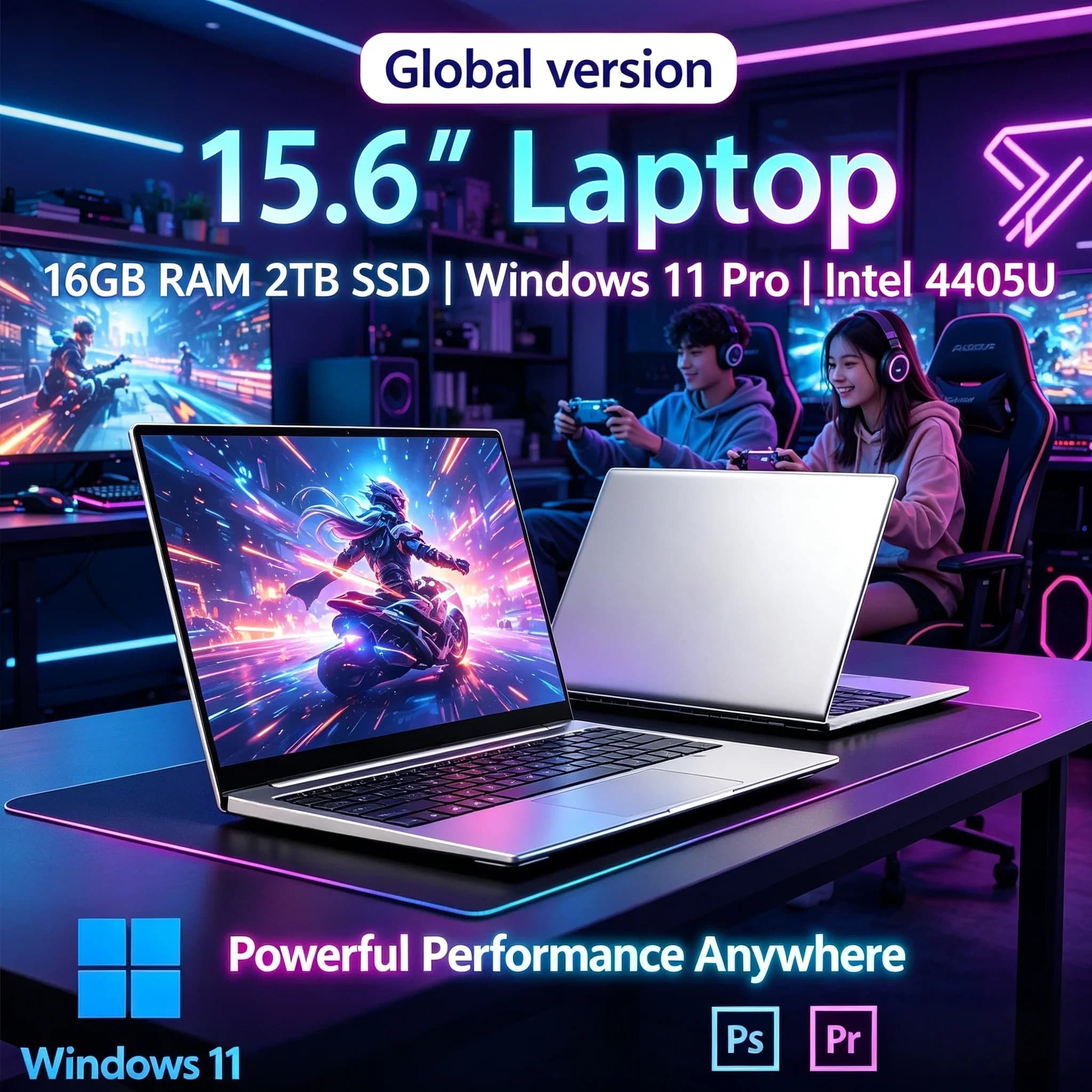 Notebook Aziendale Economico da 15.6" con Ampia Memoria, Efficiente per il Multitasking, Laptop per Ufficio