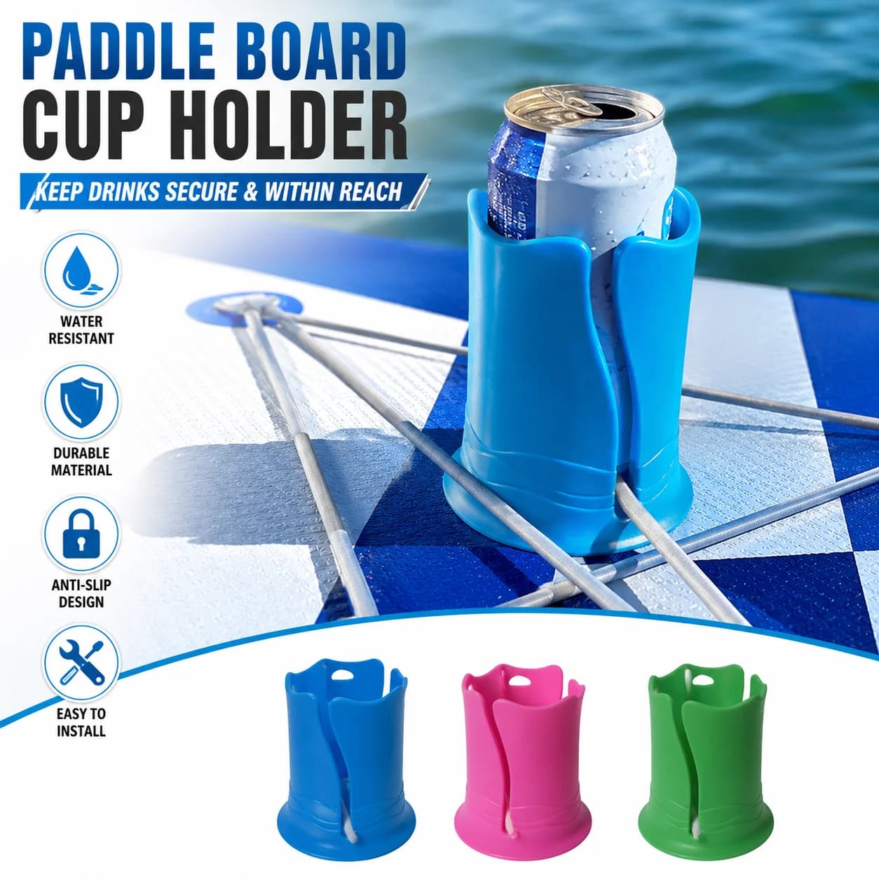 Outdoor Silicone Kayak Drink Holder Stretch Cup Holder Universal Water Bottle Mount for SUP Paddle Board Marine Accessories