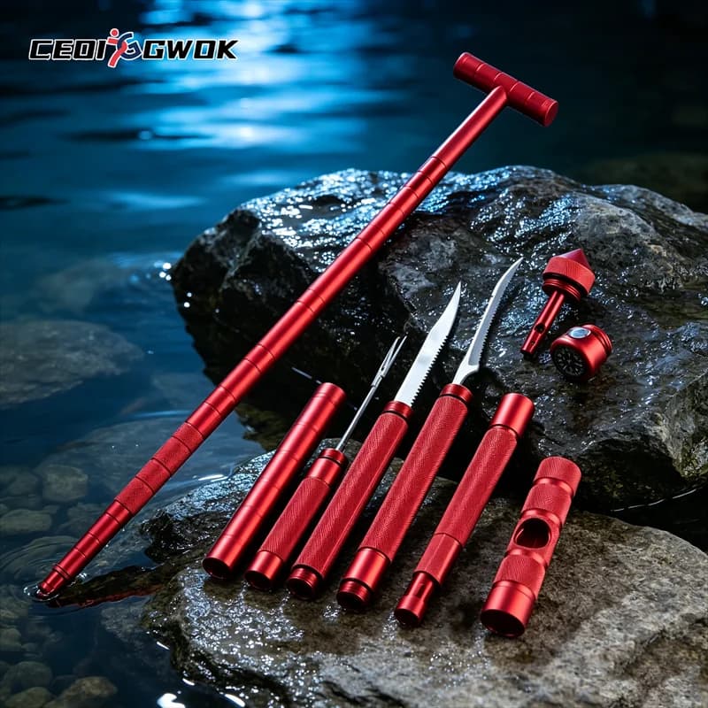 CEOI GWOK Multi Functional Trekking Poles Compass Detachable Walking Stick Perfect Hiking Mountaineering Outdoors Equipment