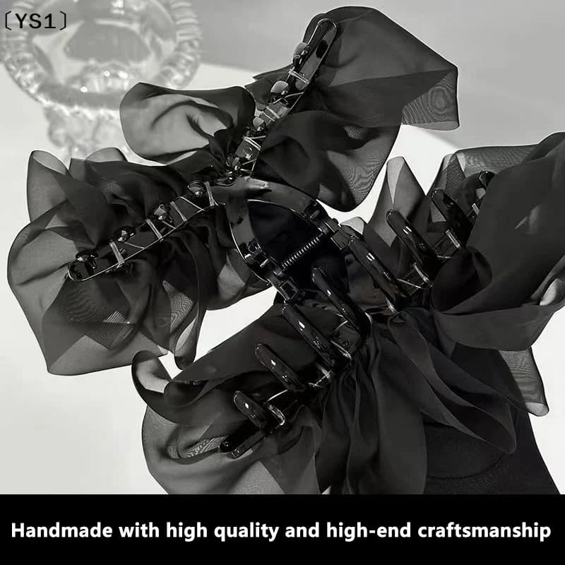 〔YS1〕Fermaglio per capelli grande a fiocco in rete, elegante e raffinato, per donna, fermaglio a pinza, accessorio per capelli da principessa, fermaglio alla moda, accessorio per capelli femminile