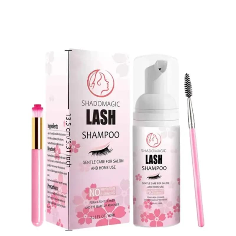 60ML Eyelash Shampoo, Quick Eyelash Cleaner, Mascara Brush, Oil-free Deep Cleaning, Extension Care Foam, Domestic Use