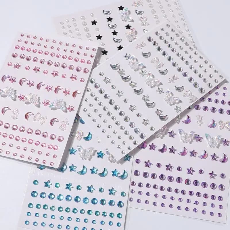 Adesivi Decorativi a Forma di Farfalla con Cristalli per Trucco Occhi, Viso e Corpo, Patch per Tatuaggi Fai-da-Te, Strass per Nail Art, Decorazioni per Palcoscenico, Ombretti Adesivi