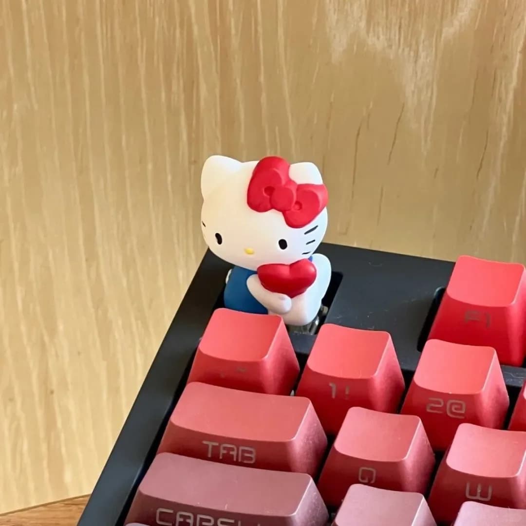 Kawaii Hello Kitty Mechanical Keycaps Cartoon Cat Design Cute Replacement Keycap for Keyboard Decor Girl Gift