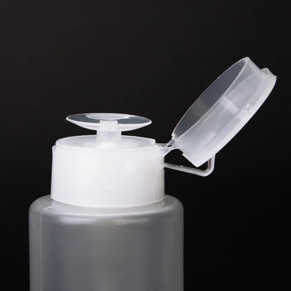 4Pcs Press Pump Bottle Nail Polish Remover Bottle Clear Reusable Manicure Cleaner Storage Container for Pocket Purse Handbag