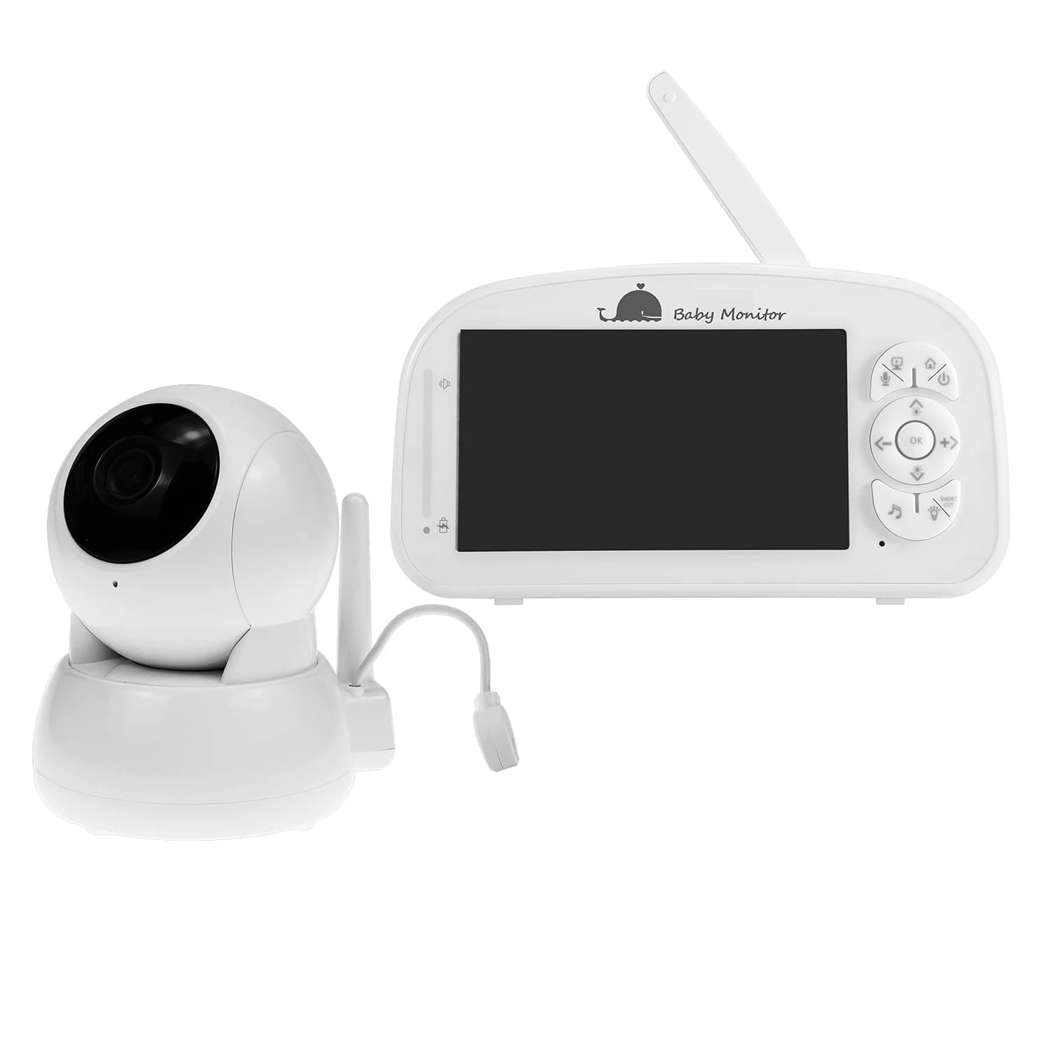 5Inch Screen Temperature Monitoring Intercom Baby Monitor Wireless PTZ Night Vision Feeding Remind BabySitter Camera