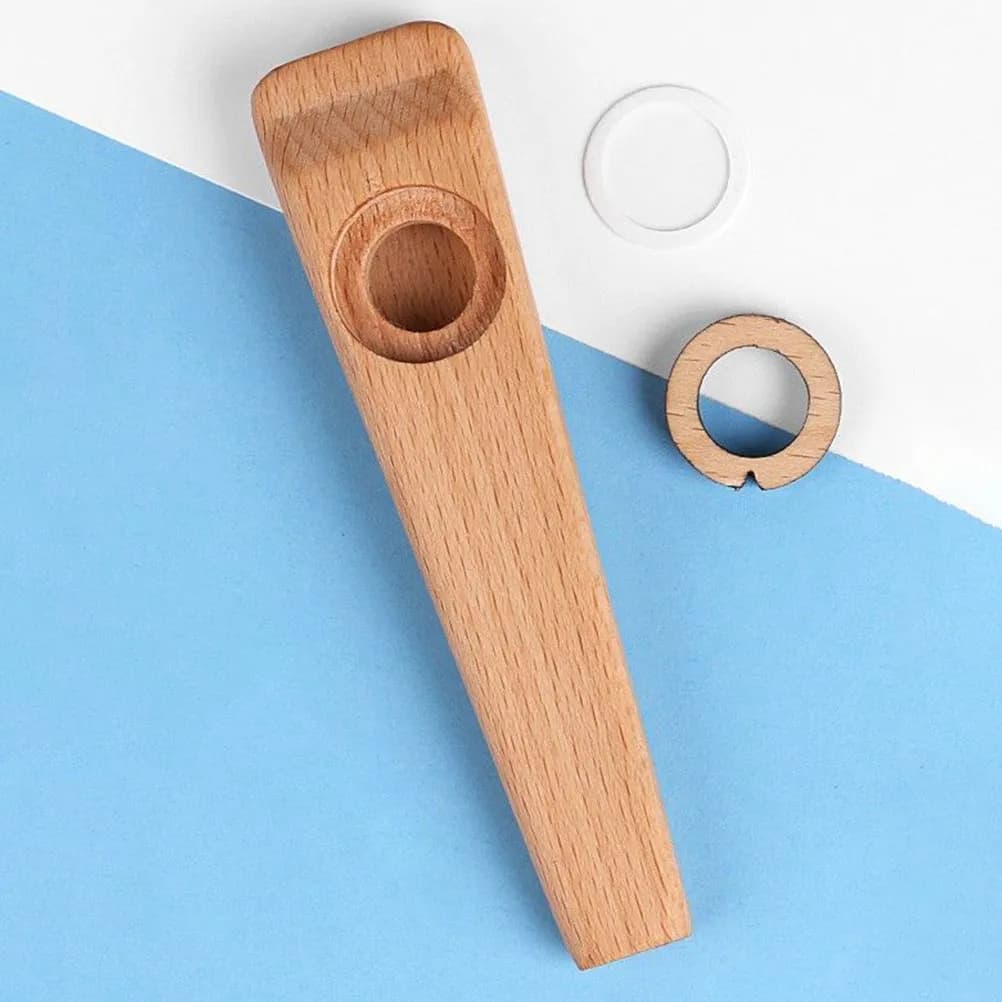 1 set di strumenti musicali Kazoo realizzati in legno, leggeri, portatili, di piccole dimensioni, per accompagnamento di chitarra, ukulele, tastiera