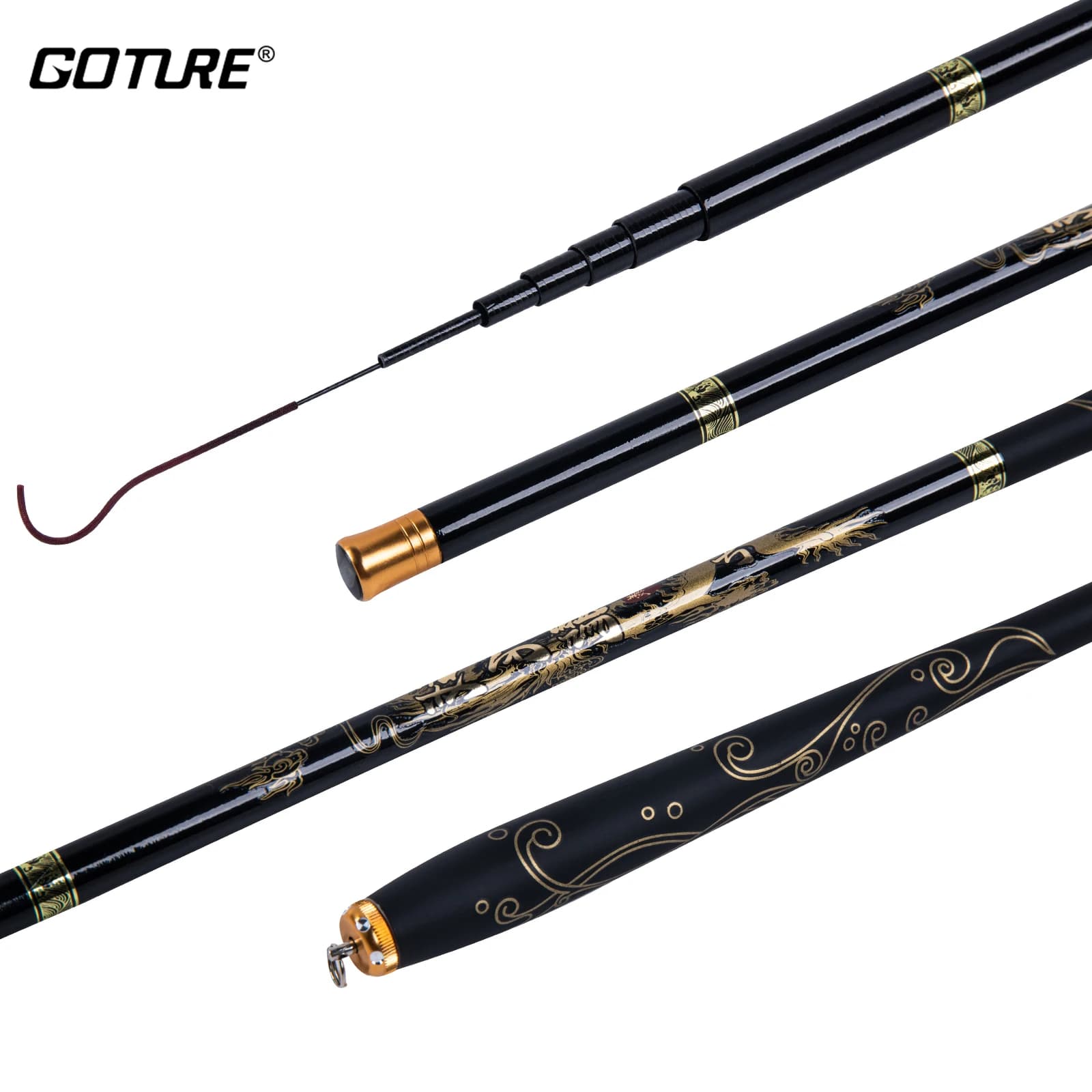 Goture Mini Fishing Rod Carbon Fiber 1.8m-3.6m Hand Pole Ultralight Stream Telescopic Freshwater Fishing Rod for Carp Fishing