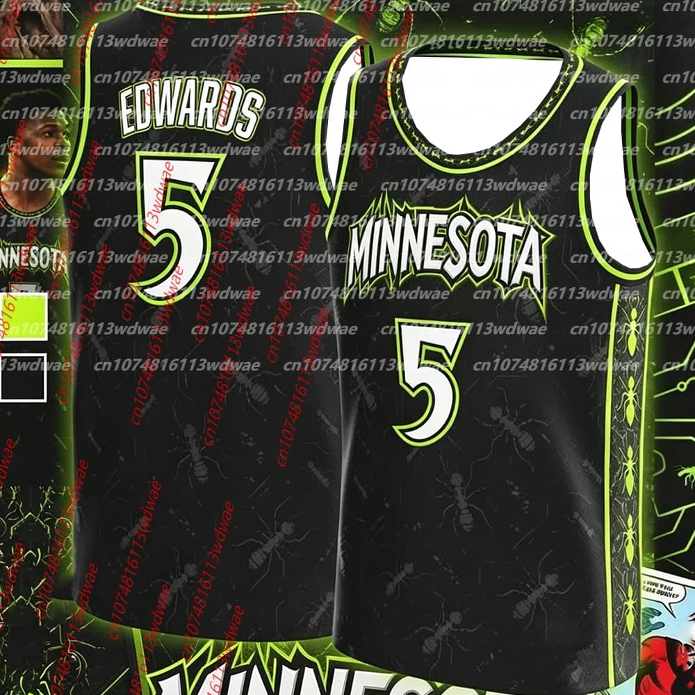 Minnesota #5 Edwards Basketball Jersey Men Sleeveless Tank Top Summer Breathable Vest Streetwear Sports Uniform Basketball KID
