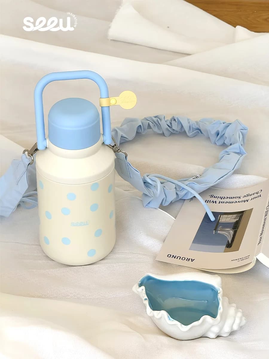 Seeu Polka Large Capaci 000ml Bottiglia d'acqua isolata in acciaio inossidabile 36 con filtro a rete Carry Buet Pentola termica
