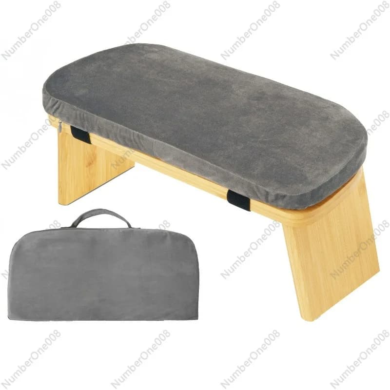Wooden Yoga Stool Foldable Meditation Bench, Ergonomic Kneeling Chair with Cushion for Home Fitness, Adjustable Posture