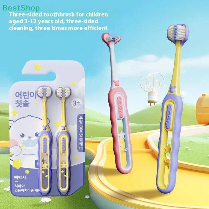 ★ ★ ★ Spazzole per sbiancamento dei denti con setole morbide a tre lati per bambini di 3-12 anni Spazzolini da denti per igiene orale dentale