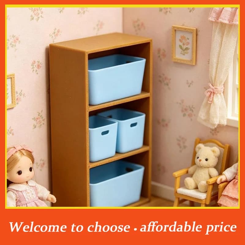 []1Pcs Miniature Shelf Storage Box Dollhouse Scene Decoration Figurine Model Photography Prop Blue Storage Bins