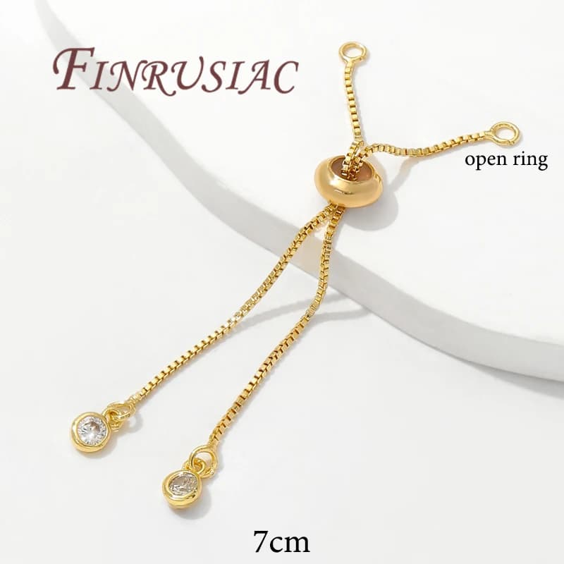 Catena regolabile placcata oro 18 carati da 7 cm, catena di estensione per braccialetti, forniture per la creazione di gioielli fai da te, catena a maglia box con perline in silicone