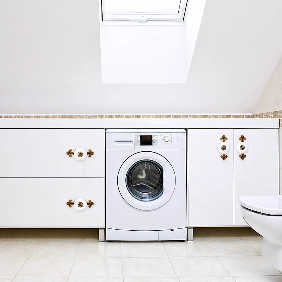 2 Pezzi Maniglia per Mobile in Lega di Zinco con Pomello in Ceramica per Cassetti, Maniglia per Mobili, Decorazione per Casa, Bagno, KTV