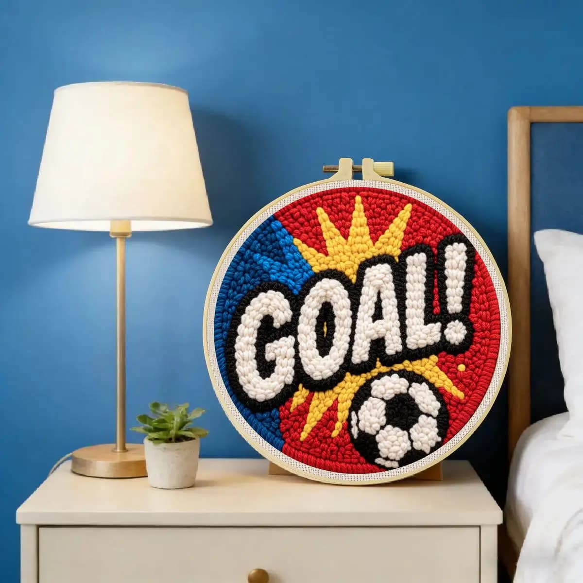 20X20CM/7.87inch Football Goal punch needle embroidery set kit Stitch Embroidery Knitted embroidery DIY handmade gift Sewing Art