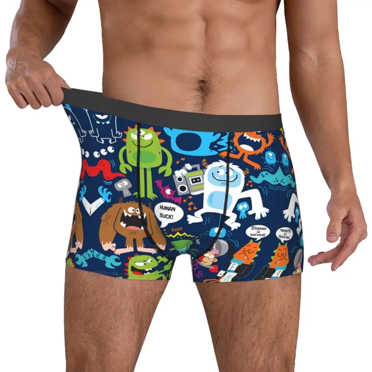 Boxer da Uomo Personalizzati con Stampe di Mostri Divertenti, Stile Anime, Sullivan Mike, Morbidi e Confortevoli