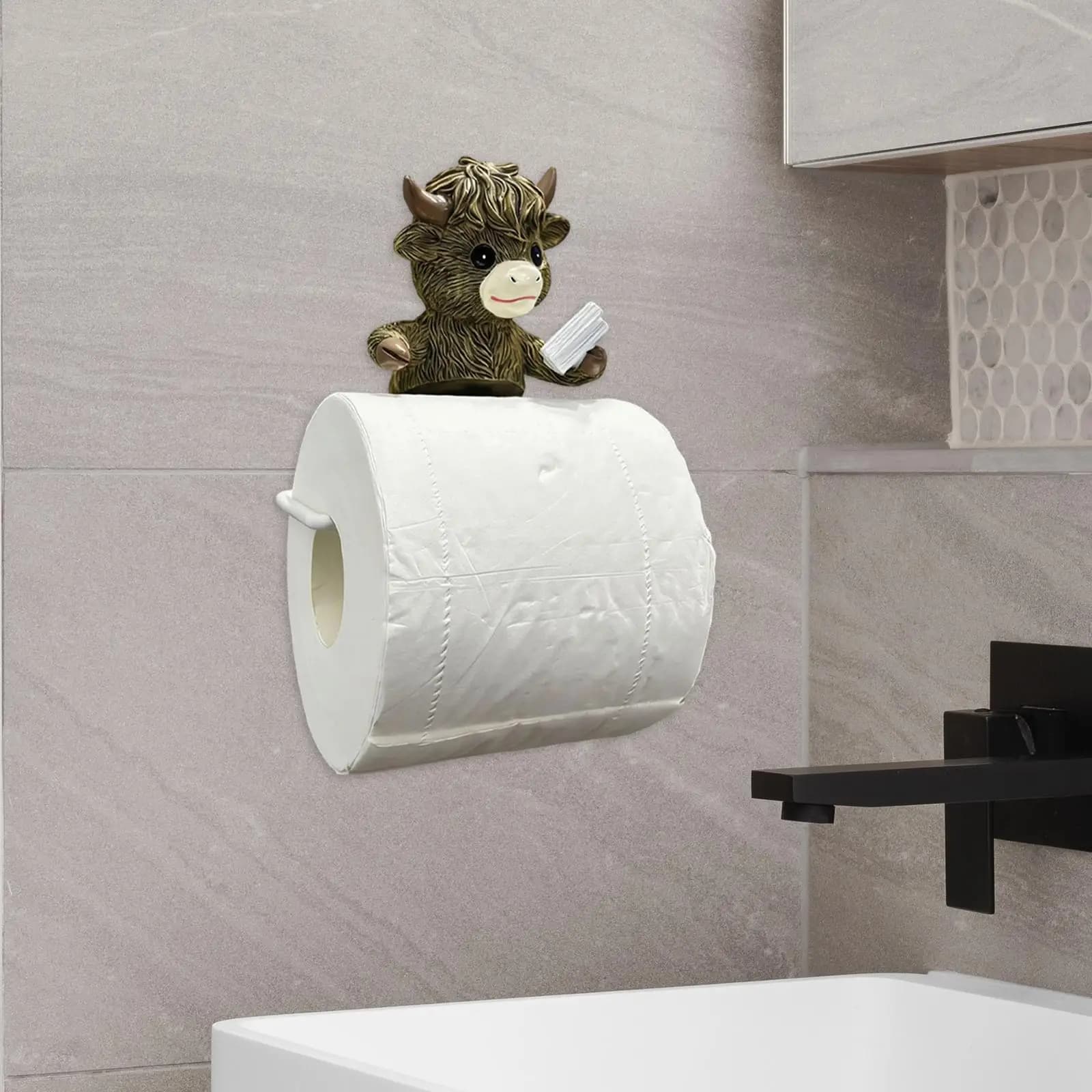 Portarotolo di Carta Igienica in Resina a Forma di Animale, Dispenser da Parete per Rotoli di Carta, Accessorio Bagno per Decorazione Rustica