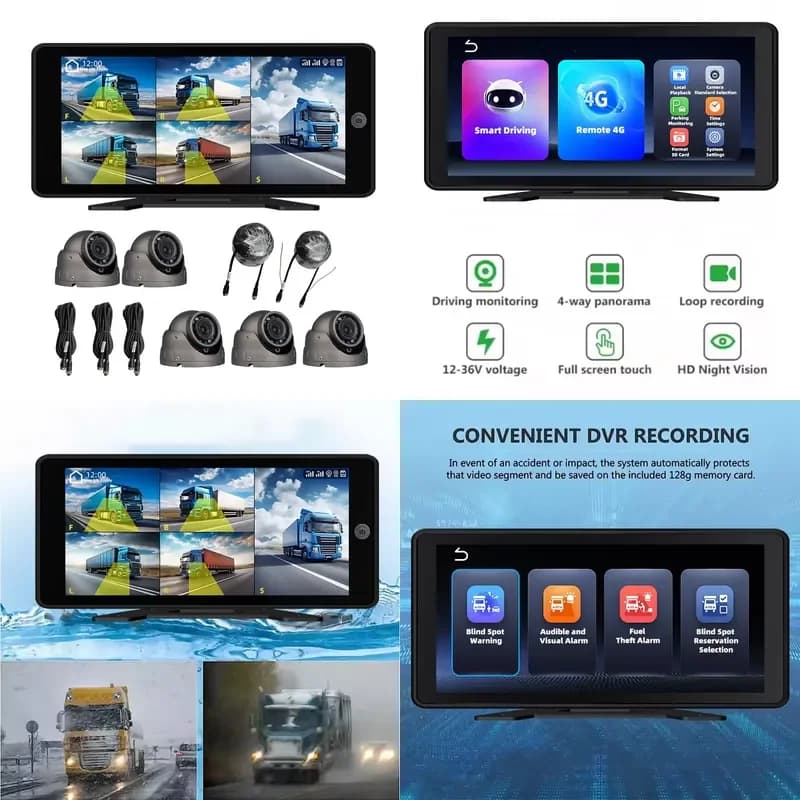 2026 Hot Sale 10.36 Inch Portable 1080P 4G WIFI SD 5CH MDVR Car Dash Cam with Touch Screen & Night Vision Truck Dashcam