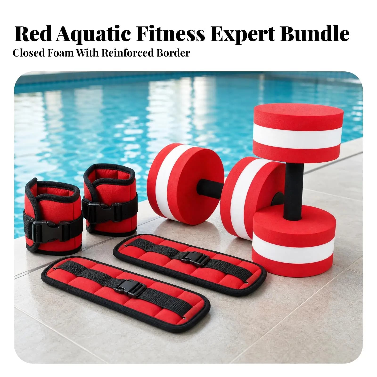 Adjustable Foam Aquatic Dumbbell with Wrist Ankle Weights for Water Aerobics Pool Strength Training