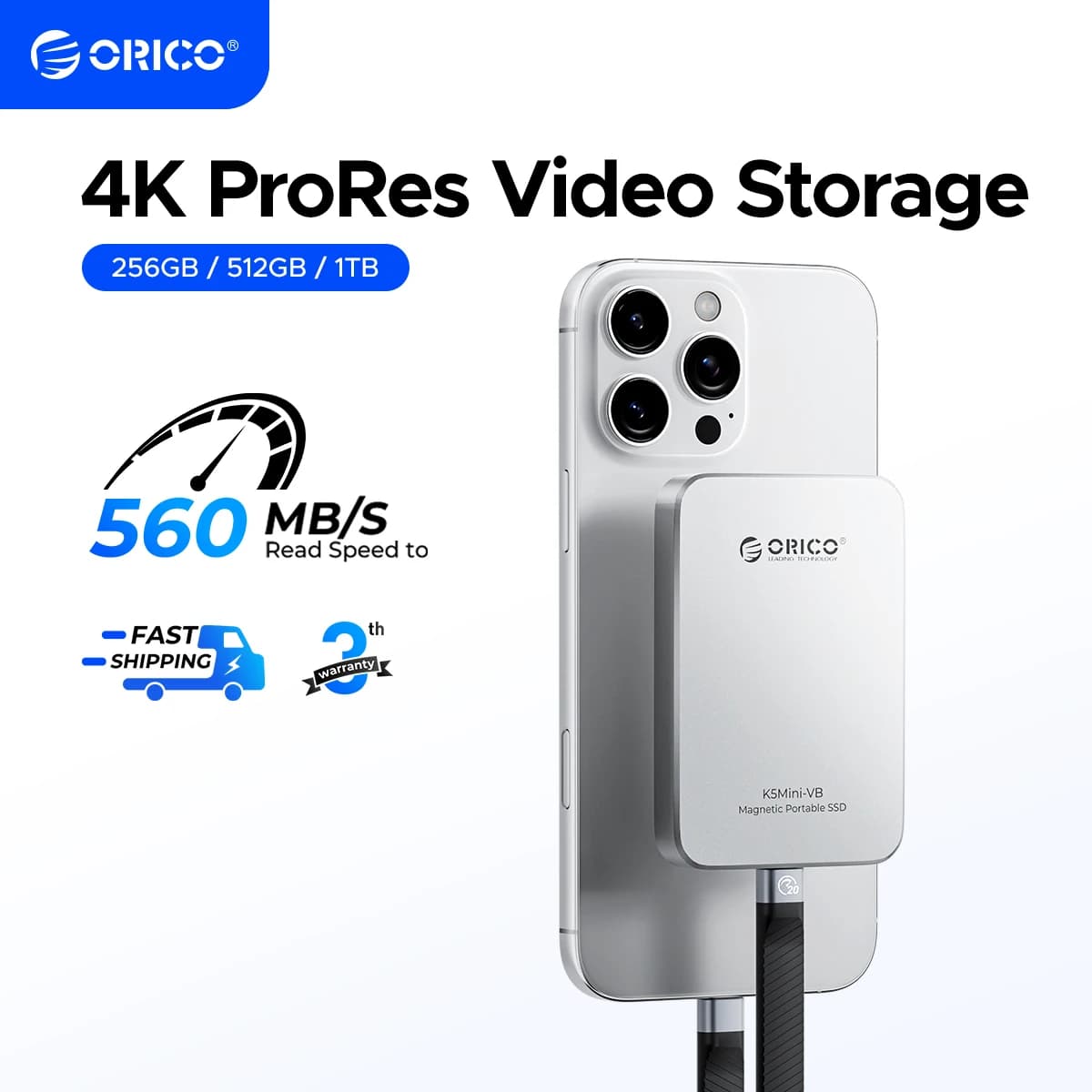 ORICO 460MB/S SSD Portatile USB3.2 PSSD 480GB SSD Esterno per iPhone 17 16Pro/Max ProRes 4K ProRes K5MINI-VB