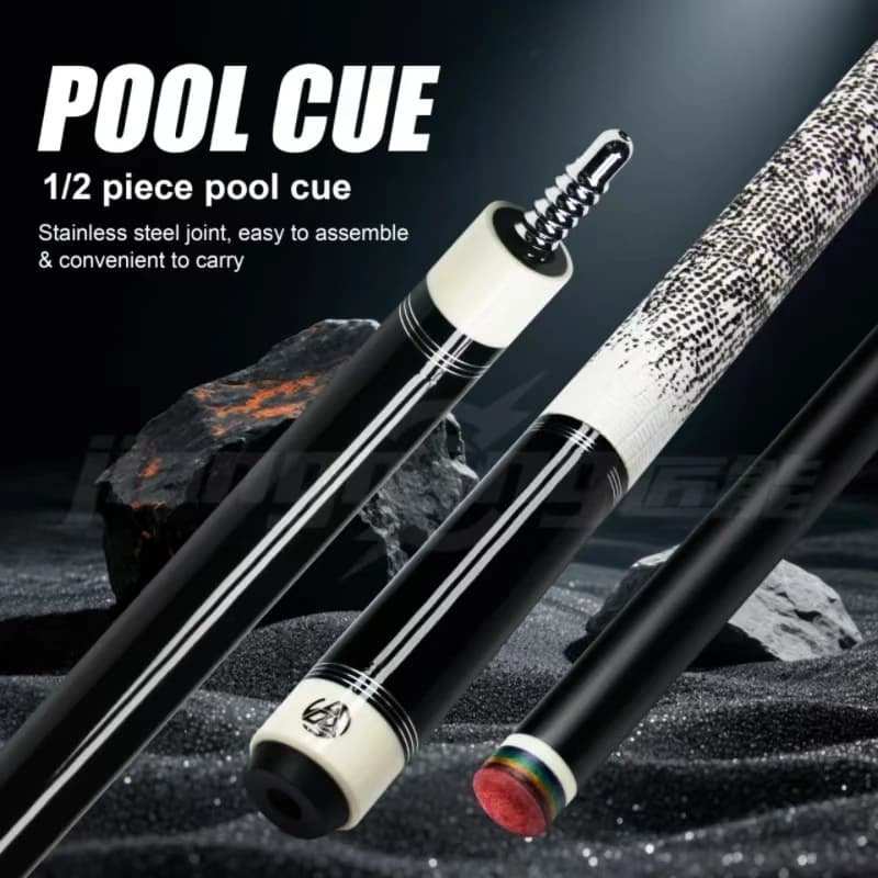 Stecca da Biliardo in 1 o 2 Pezzi con Giunto in Acciaio Inox, Impugnatura Antiscivolo in Fibra di Vetro e Carbonio, Disponibile con Punta da 10/11.5/13mm
