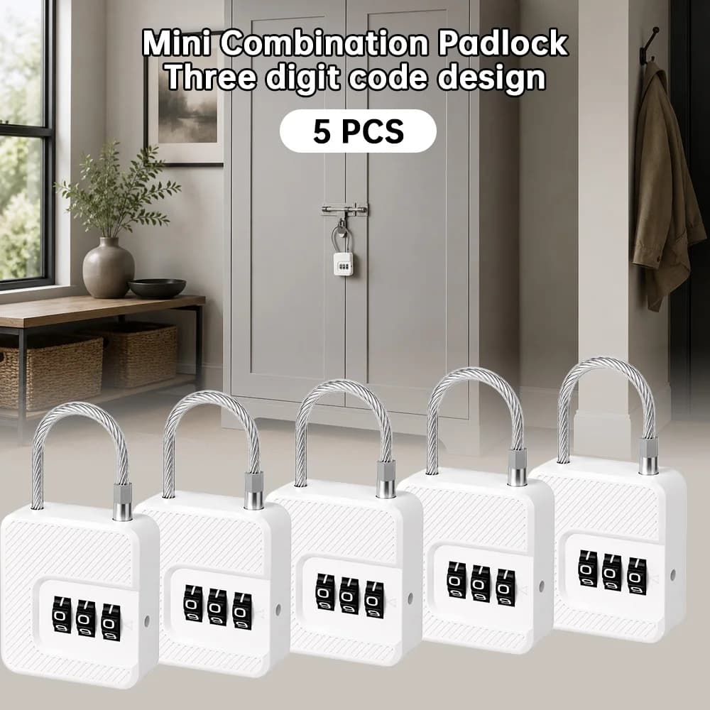 Mini 3 Digit Steel Cable Combination Padlock Travel Luggage Helmet Security Password Lock