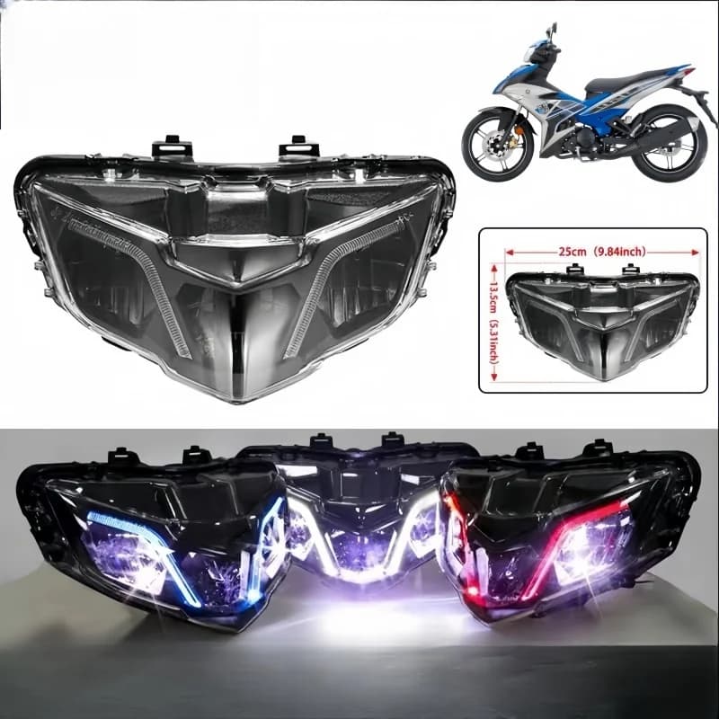 Luce diurna per moto Faro abbagliante e anabbagliante Scooter Retro Faro a LED nero per Y15ZR V2 Luce anteriore vintage per moto