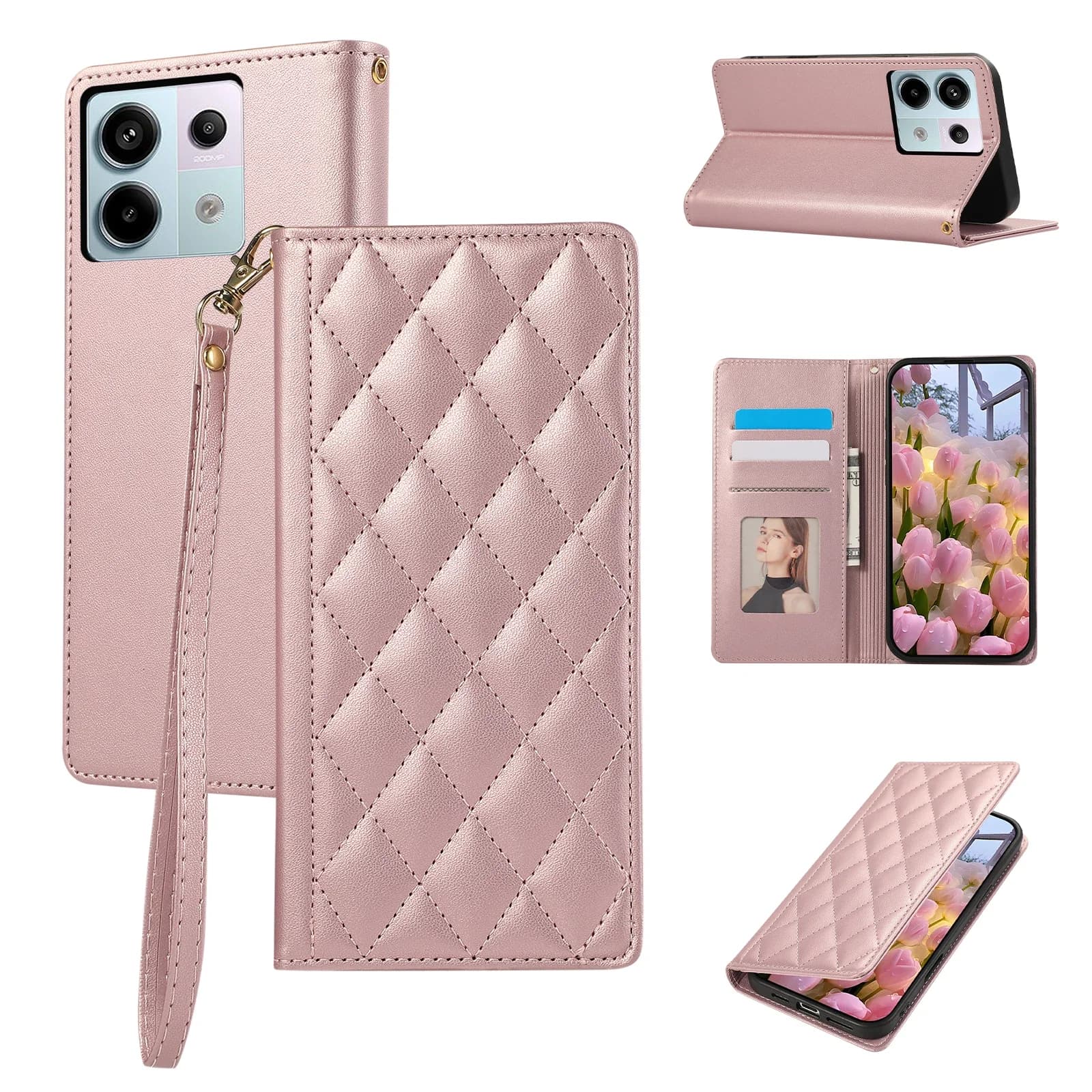 Magnetic Cards Solt Wallet Leather Flip Case for Xiaomi Redmi Note 14 Pro Plus 13 POCO X7 X6 5G 14T 13C Bag Stand Diamond Cover