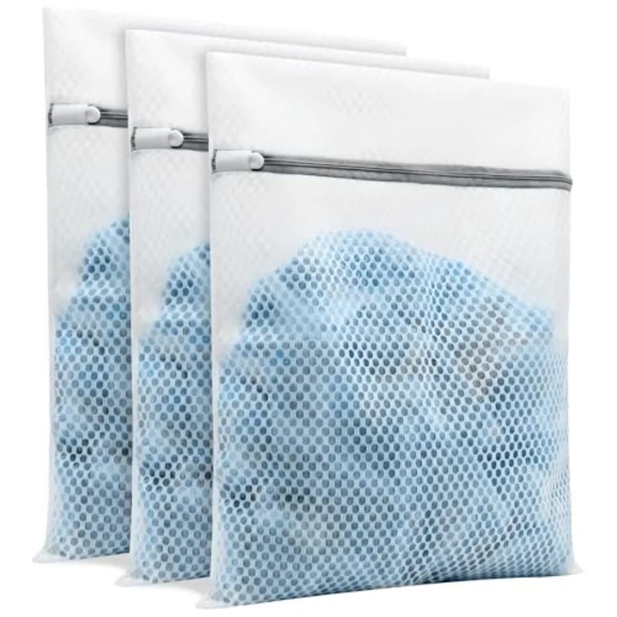 3Pcs Laundry Bags Mesh Wash Bags, With Strong Zipper, Durable Washing Machine Bags for Lingerie, Bras, Socks, Clothes and Trave