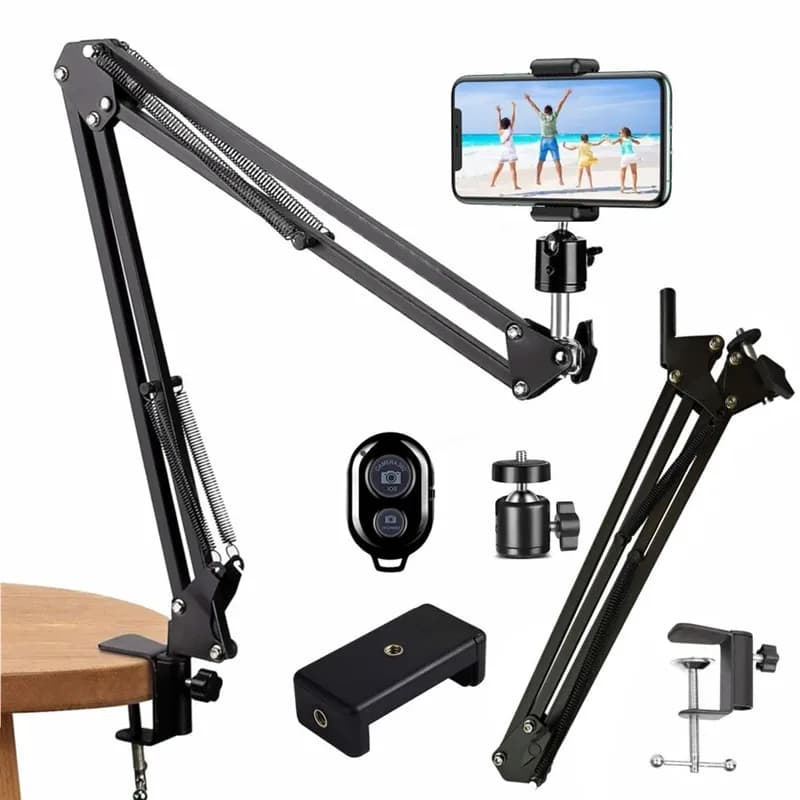 Flexible Tripod with Phone, Table Arm, Foldable, for Desktop, Laptop, Video, Live, Up, Photography