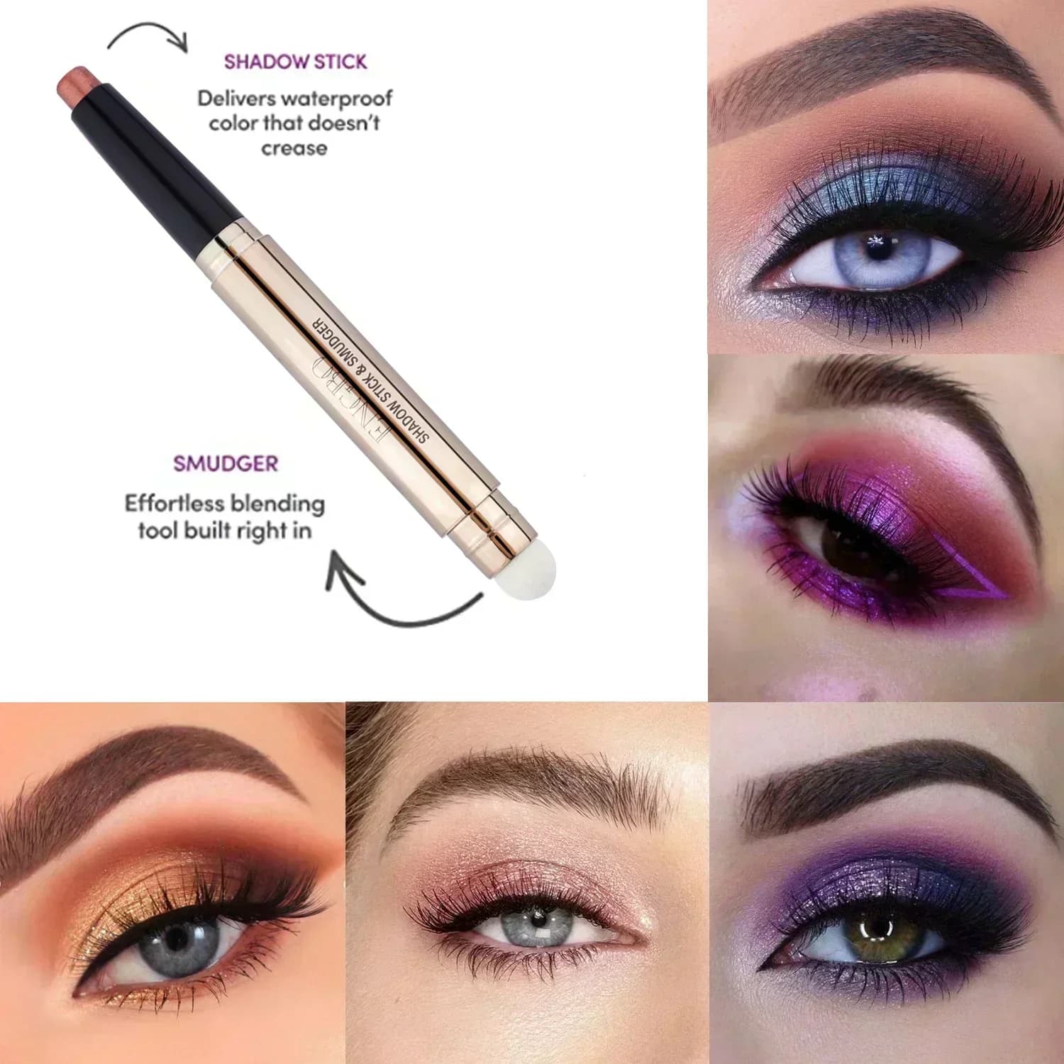 ENGBO Double Face Monochromatic Shade Pen Glitter Umbrella Eyeliner Pen High gloss Fadeless Cosmetics for sexy female eyes makeup