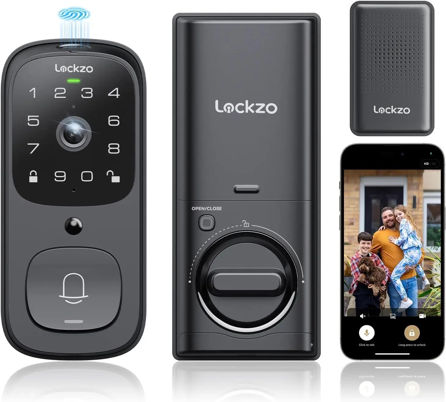 Serratura Intelligente WiFi con Video, Impronta Digitale, Tastierino e Controllo App, Telecamera 2K, Resistente alle Intemperie