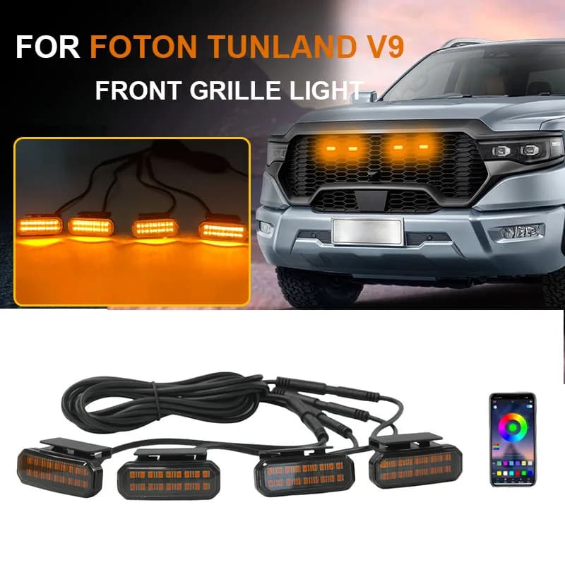 Luce a 18 LED per griglia anteriore per FOTON TUNLAND V9, luce diurna per auto, lampada per passaruota, per pickup fuoristrada, luce a LED 12V