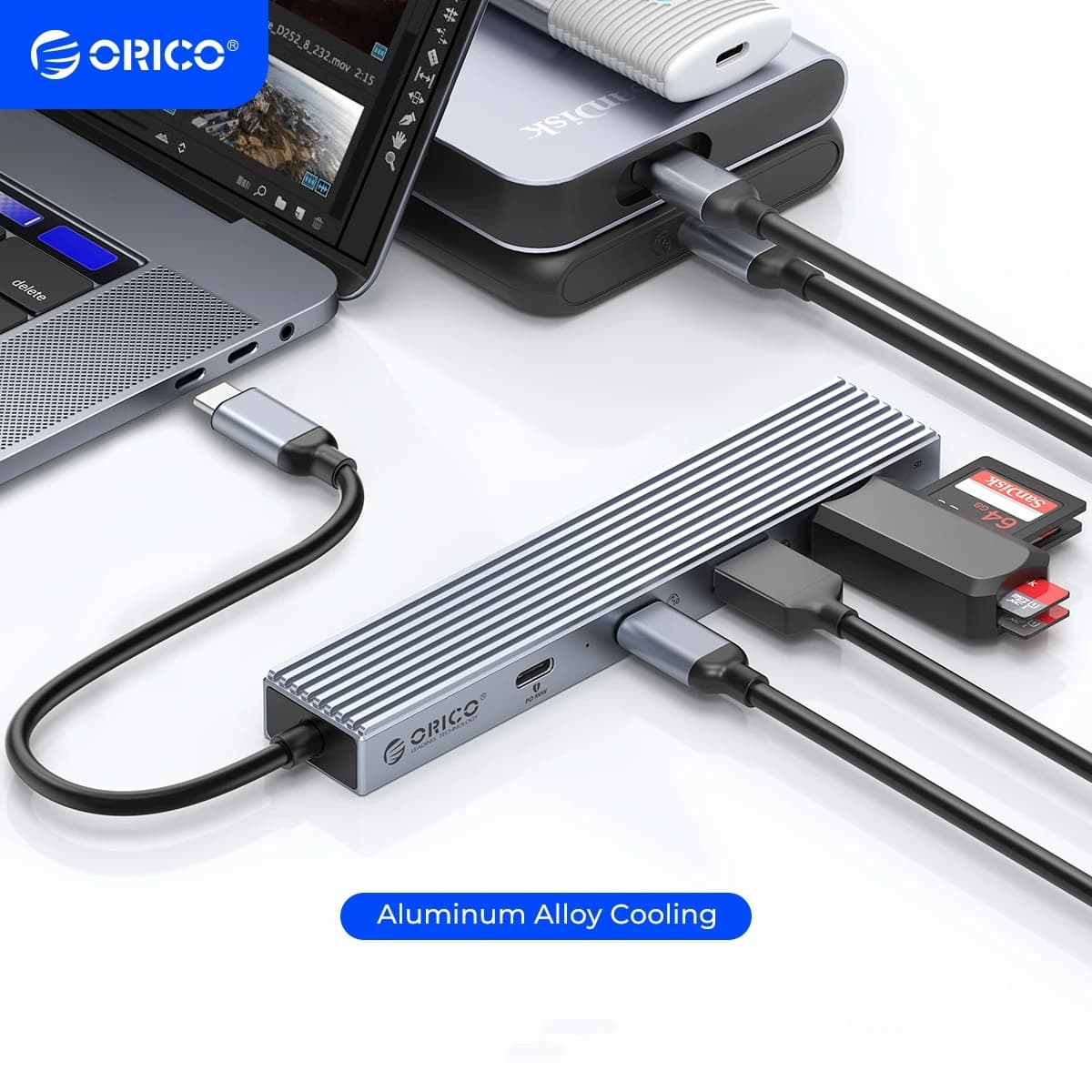 ORICO USB C Hub 4 k60hz Docking Station Splitter compatibile HDMI PD100W con adattatore di alimentazione per MacBook Windows accessori per Laptop