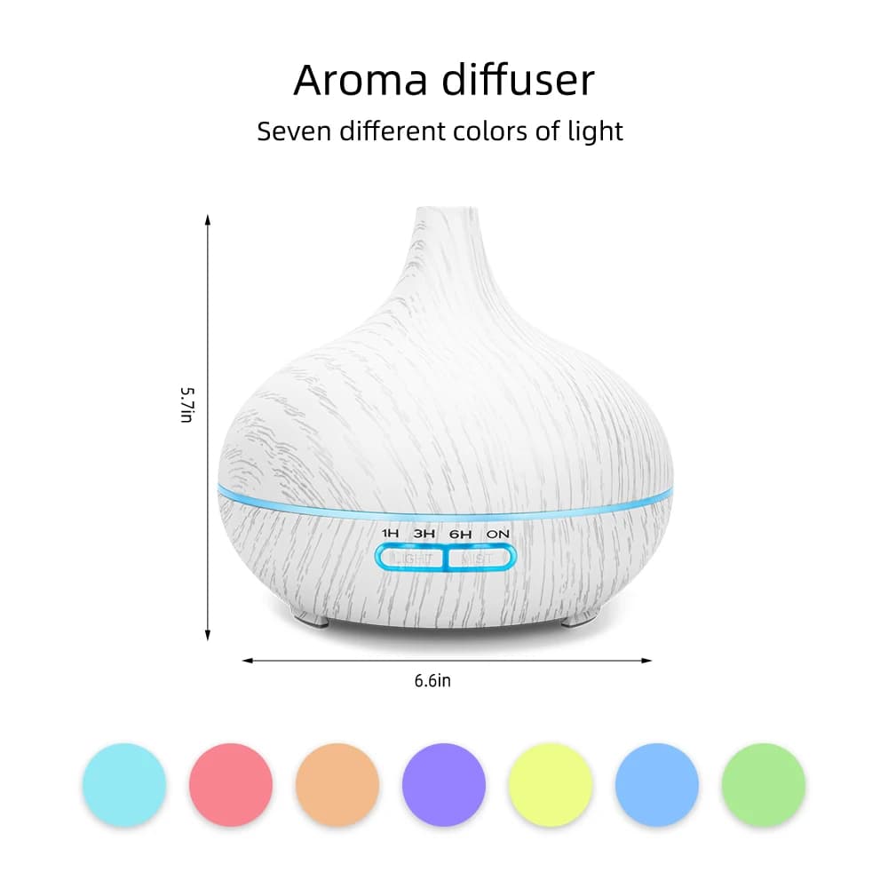 Diffusore per la casa Umidificatore ad ultrasuoni con diffusore di oli essenziali in legno da 550 ml con spegnimento automatico remoto a 6 oli